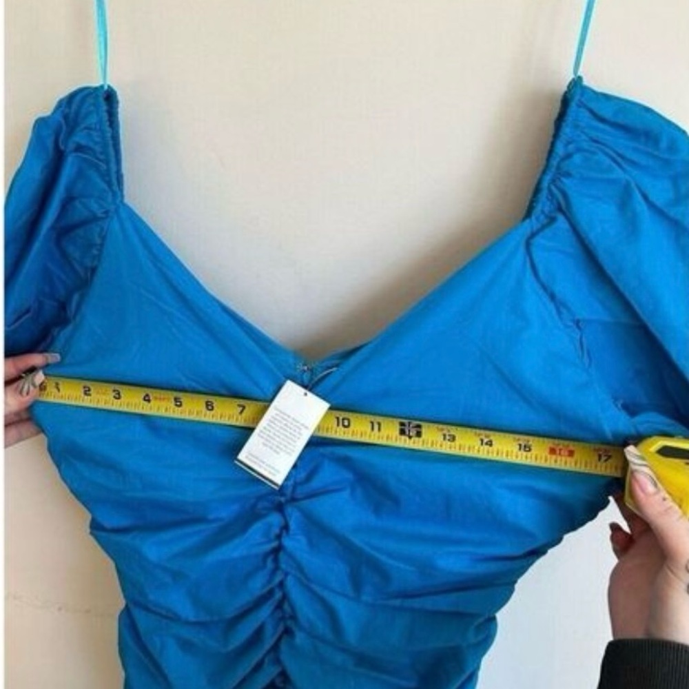 Hyfve Blue ballon sleeve mini bodycon dress. Size Medium. NWT. - Picture 7 of 12